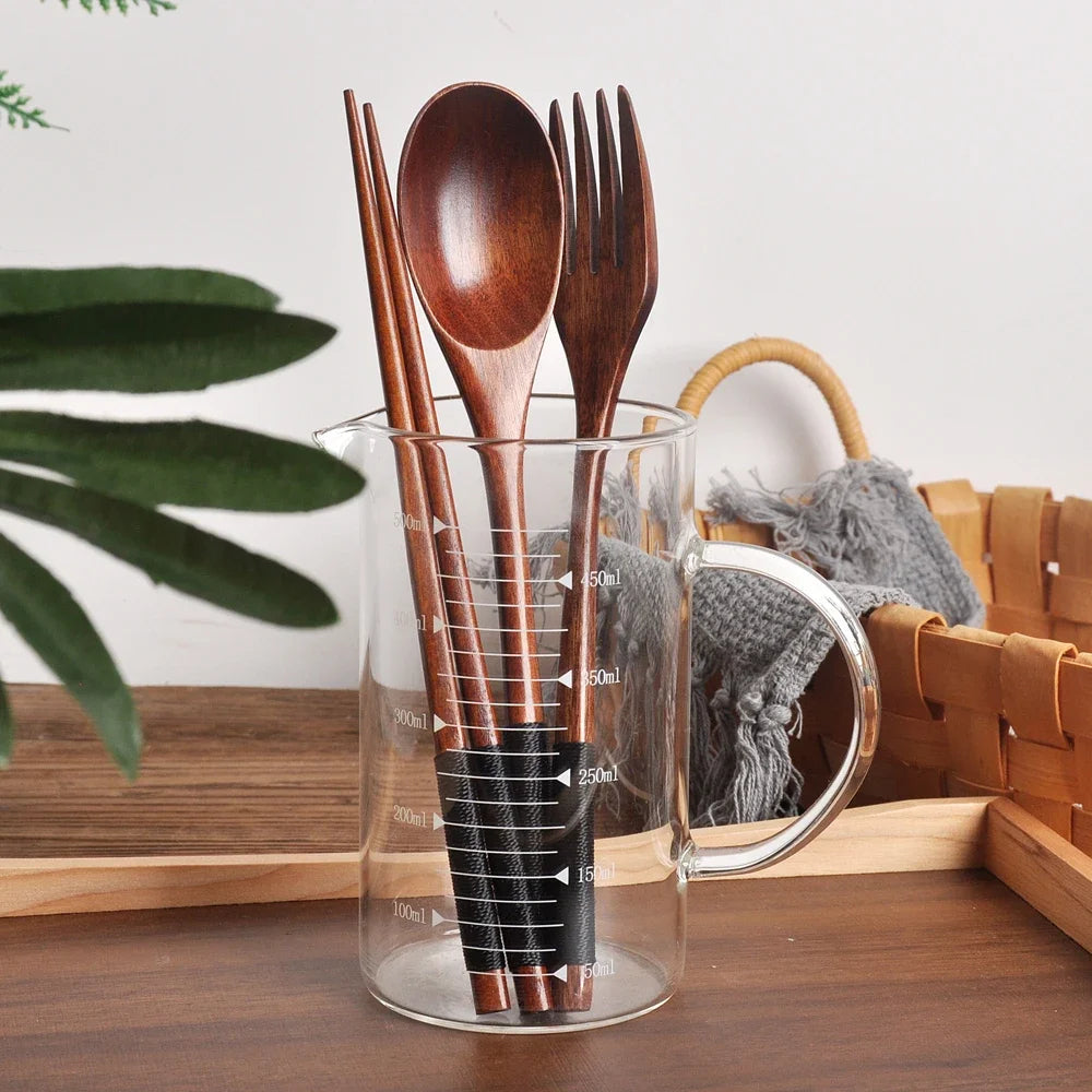 Wooden Chopsticks, Spoon & Fork Set | Easy Add-On for Ramen & Meals