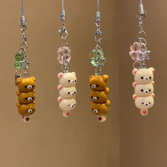 Cute Bear Phone Charm Keychain – Korean Style Pendant for Phones, Keys & Bags