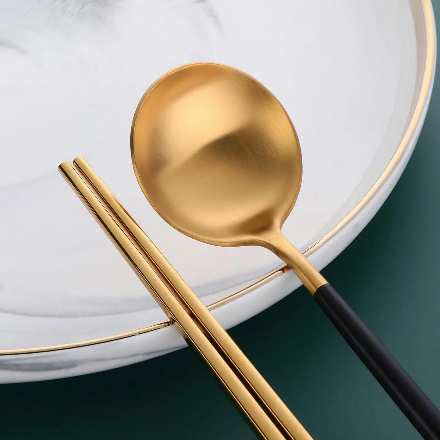 Stainless Steel Chopstick and Spoon Set | Luxury Korean Tableware